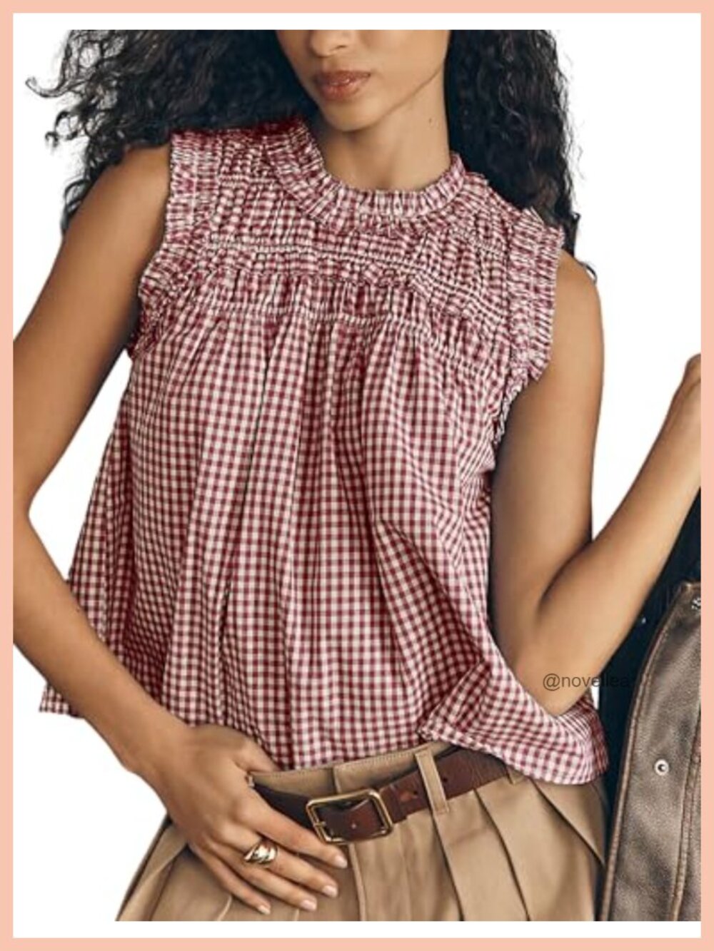 Women's Sleeveless Cotton Peplum Babydoll Tank Top Plaid T-Shirt Ruffle